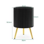 Costway Vaso grande per piante in metallo rotondo alto ondulato con drenaggio, Fioriera con gambe rialzate per interni e esterni 1 Pezzo - immagine 5