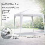 Gazebo da giardino 3 &times; 3 m con telo in polietilene