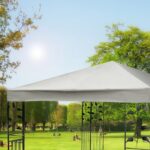 Costway Telo Tetto ricambio per gazebo da sole 3x3m, Tessuto copertura superiore per gazebo Beige - immagine 2