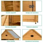 Costway Armadio da esterno per attrezzi in legno, Casetta da giardino 70x45x160cm Naturale - immagine 8