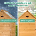 Costway Armadio da esterno per attrezzi in legno, Casetta da giardino 70x45x160cm Naturale - immagine 9