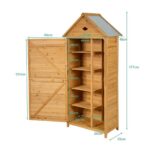 Costway Armadio da esterno per attrezzi in legno, Casetta da giardino 80x45x177cm - immagine 5