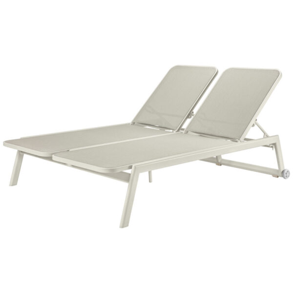 Lettino prendisole doppio Solaro VEGA; 192x129x35 cm (LxLxH); seduta beige, struttura beige