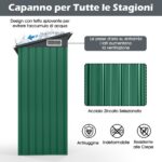 Costway Casetta da giardino con design a tetto inclinato venti d'aria, Capanno da esterno 150x90,5x185cm Verde - immagine 7