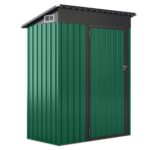 Costway Casetta da giardino con design a tetto inclinato venti d'aria, Capanno da esterno 150x90,5x185cm Verde