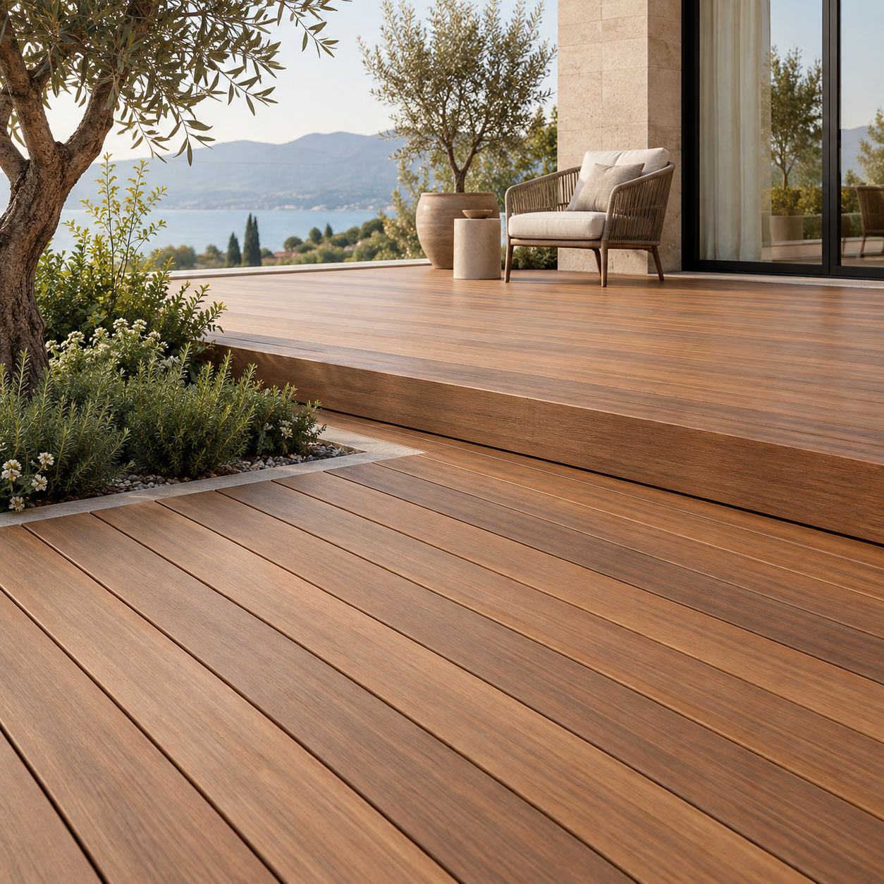 Pavimentazione e pedana in legno per terrazzo &mdash; ambientazione illustrativa CIELIVA