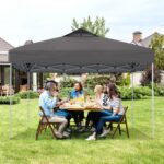 Costway Gazebo pieghevole per patio all'aperto con blocco centrale, Gazebo pop-up da 295 x 295 cm Grigio - immagine 3