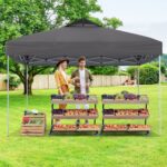 Costway Gazebo pieghevole per patio all'aperto con blocco centrale, Gazebo pop-up da 295 x 295 cm Grigio - immagine 4