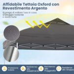 Costway Gazebo pieghevole per patio all'aperto con blocco centrale, Gazebo pop-up da 295 x 295 cm Grigio - immagine 8