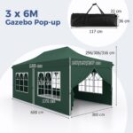 Costway Gazebo pop-up con 6 pareti laterali e ingressi con cerniera, Gazebo istantaneo portatile per festa e picnic 3 x 6 m Verde - immagine 3