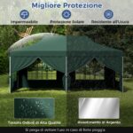 Costway Gazebo pop-up con 6 pareti laterali e ingressi con cerniera, Gazebo istantaneo portatile per festa e picnic 3 x 6 m Verde - immagine 4