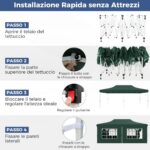 Costway Gazebo pop-up con 6 pareti laterali e ingressi con cerniera, Gazebo istantaneo portatile per festa e picnic 3 x 6 m Verde - immagine 6
