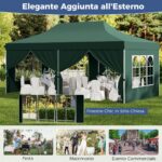 Costway Gazebo pop-up con 6 pareti laterali e ingressi con cerniera, Gazebo istantaneo portatile per festa e picnic 3 x 6 m Verde - immagine 8
