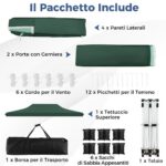 Costway Gazebo pop-up con 6 pareti laterali e ingressi con cerniera, Gazebo istantaneo portatile per festa e picnic 3 x 6 m Verde - immagine 9