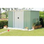 Costway Casetta da giardino con porta scorrevole, Casetta degli attrezzi 205 x 257 x 175,5, Verde - immagine 3