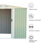 Costway Casetta da giardino con porta scorrevole, Casetta degli attrezzi 205 x 257 x 175,5, Verde - immagine 6