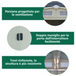 Costway Casetta da giardino con porta scorrevole, Casetta degli attrezzi 205 x 257 x 175,5, Verde - immagine 5