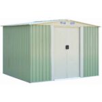 Costway Casetta da giardino con porta scorrevole, Casetta degli attrezzi 205 x 257 x 175,5, Verde