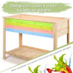 Costway Fioriera di legno da giardino con mensola per piante verdure e fiori, Vaso da fiori rialzato 92x41x81cm Naturale - immagine 10