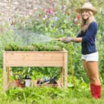 Costway Fioriera di legno da giardino con mensola per piante verdure e fiori, Vaso da fiori rialzato 92x41x81cm Naturale - immagine 2