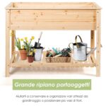 Costway Fioriera di legno da giardino con mensola per piante verdure e fiori, Vaso da fiori rialzato 92x41x81cm Naturale - immagine 8
