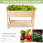Costway Fioriera di legno da giardino con mensola per piante verdure e fiori, Vaso da fiori rialzato 92x41x81cm Naturale - immagine 9