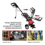 Costway Dissodatore elettrico e coltivatore, Mini coltivatore con maniglia pieghevole e ruote regolabili, Rosso e nero - immagine 6