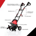 Costway Dissodatore elettrico e coltivatore, Mini coltivatore con maniglia pieghevole e ruote regolabili, Rosso e nero - immagine 4
