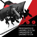Costway Dissodatore elettrico e coltivatore, Mini coltivatore con maniglia pieghevole e ruote regolabili Rosso e nero - immagine 5