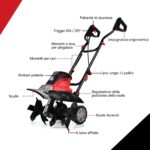 Costway Dissodatore elettrico e coltivatore, Mini coltivatore con maniglia pieghevole e ruote regolabili Rosso e nero - immagine 8