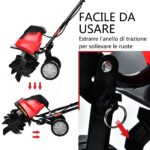 Costway Dissodatore elettrico e coltivatore, Mini coltivatore con maniglia pieghevole e ruote regolabili Rosso e nero - immagine 6