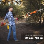 Costway Sega elettrica estensibile multi angolo 212-186 cm, Motosega telescopica da giardino 750W 11 m/s Arancione - immagine 3