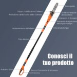 Costway Sega elettrica estensibile multi angolo 212-186 cm, Motosega telescopica da giardino 750W 11 m/s Arancione - immagine 7