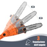 Costway Sega elettrica estensibile multi angolo 212-186 cm, Motosega telescopica da giardino 750W 11 m/s Arancione - immagine 8