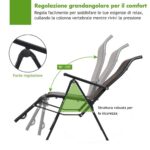 Costway 2 sedie pieghevoli e reclinabili in rattan con schienale regolabile, Sedia a sdraio da esterno con braccioli - immagine 7