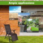 Costway 2 sedie pieghevoli e reclinabili in rattan con schienale regolabile, Sedia a sdraio da esterno con braccioli - immagine 9