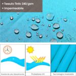Costway Ombrellone quadrato con base incrociata con palo in alluminio, Ombrellone con inclinazione regolabile Blu - immagine 10