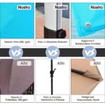 Costway Ombrellone quadrato con base incrociata con palo in alluminio, Ombrellone con inclinazione regolabile Blu - immagine 12
