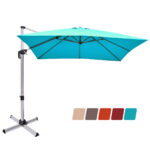 Costway Ombrellone quadrato con base incrociata con palo in alluminio, Ombrellone con inclinazione regolabile Blu - immagine 4