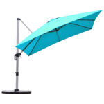 Costway Ombrellone quadrato con base incrociata con palo in alluminio, Ombrellone con inclinazione regolabile Blu