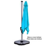 Costway Ombrellone quadrato con base incrociata con palo in alluminio, Ombrellone con inclinazione regolabile Blu - immagine 7