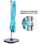 Costway Ombrellone quadrato con base incrociata con palo in alluminio, Ombrellone con inclinazione regolabile Blu - immagine 8