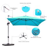 Costway Ombrellone quadrato con base incrociata con palo in alluminio, Ombrellone con inclinazione regolabile Blu - immagine 9