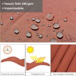 Costway Ombrellone quadrato con base incrociata con palo in alluminio, Ombrellone con inclinazione regolabile Arancione - immagine 10
