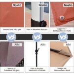 Costway Ombrellone quadrato con base incrociata con palo in alluminio, Ombrellone con inclinazione regolabile Arancione - immagine 12