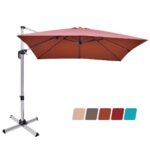 Costway Ombrellone quadrato con base incrociata con palo in alluminio, Ombrellone con inclinazione regolabile Arancione - immagine 5