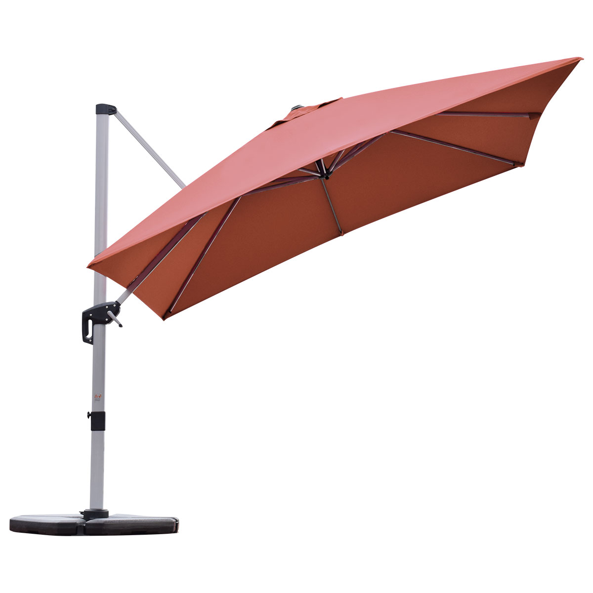 ombrellone_quadrato-np11584cs-_5__1.jpg Costway Ombrellone quadrato con base incrociata con palo in alluminio, Ombrellone con inclinazione regolabile Arancione - immagine 1