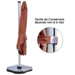 Costway Ombrellone quadrato con base incrociata con palo in alluminio, Ombrellone con inclinazione regolabile Arancione - immagine 8
