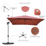 Costway Ombrellone quadrato con base incrociata con palo in alluminio, Ombrellone con inclinazione regolabile Arancione - immagine 9