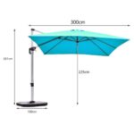 Costway Ombrellone quadrato con base incrociata con palo in alluminio, Ombrellone con inclinazione regolabile Blu - immagine 6